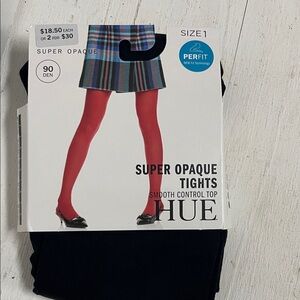 HUE Super Opaque Tights in Red and Black